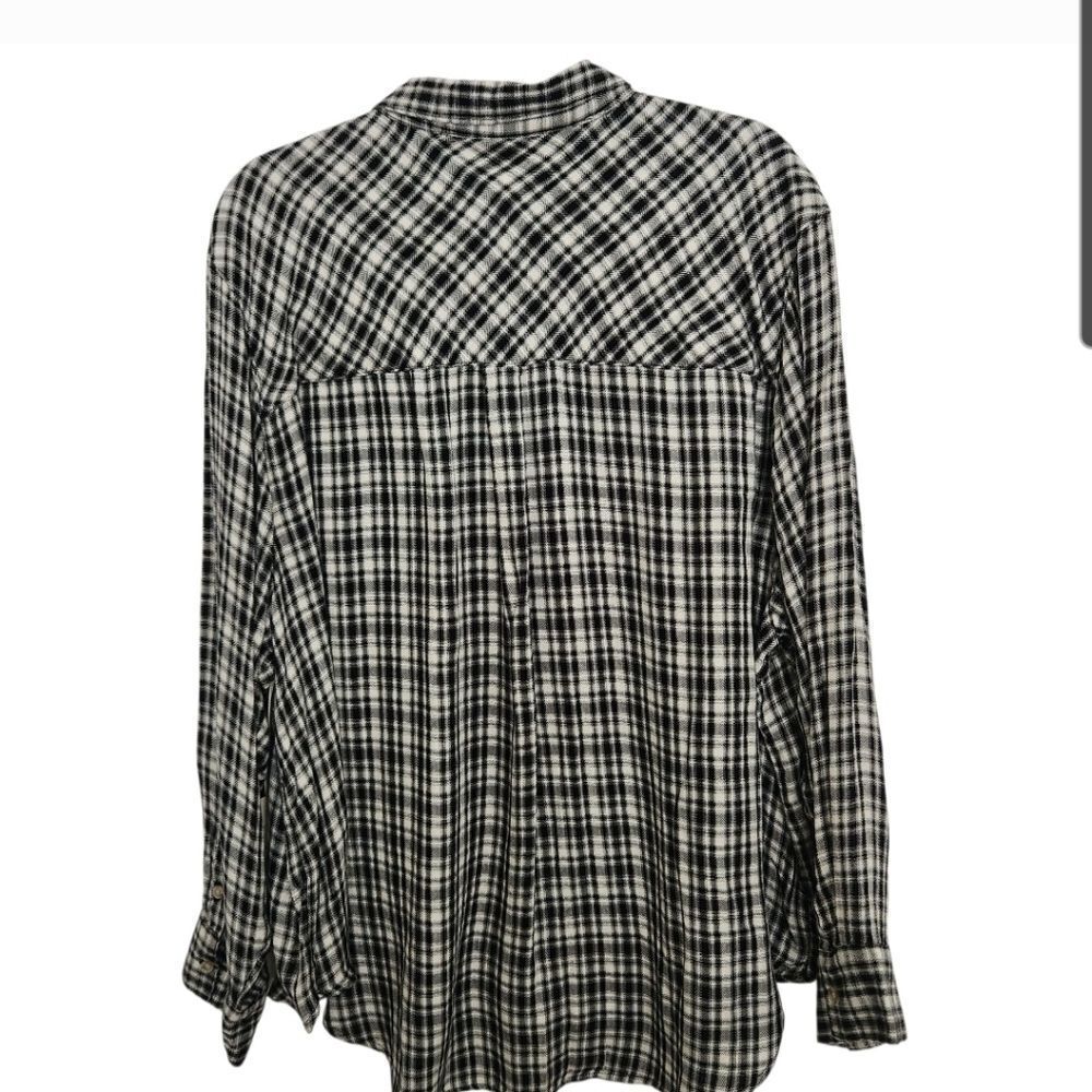 a.n.a A New Approach Womens Oversized Button Front Black & White Plaid Shirt XXL - Picture 2 of 8